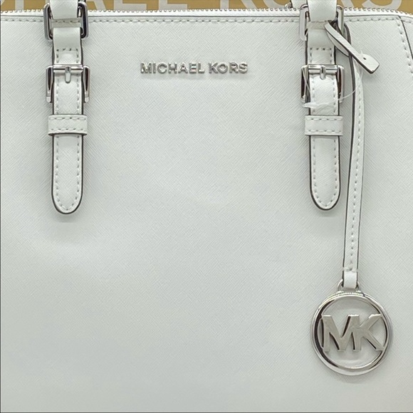 MICHAEL KORS CIARA LARGE TZ SATCHEL OPTIC WHITE - Picture 16 of 16